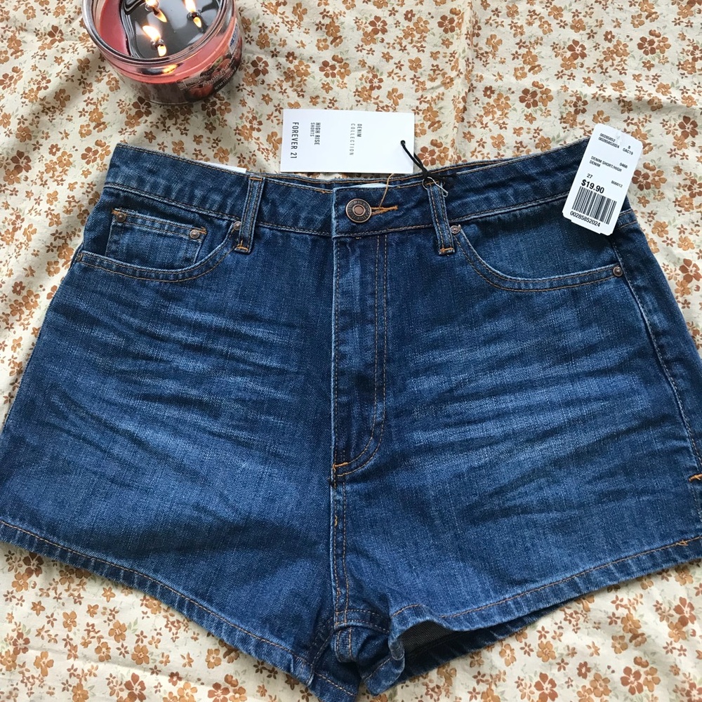 High-Rise Denim Shorts
